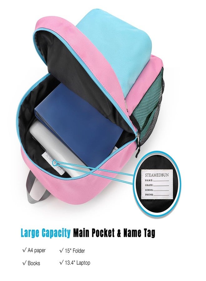 STEAMEDBUN Little Kids Backpack for Boys Toddler School Bag Girls, Pink&yellow Blue, Small - 15"H, Colorful - Image 4