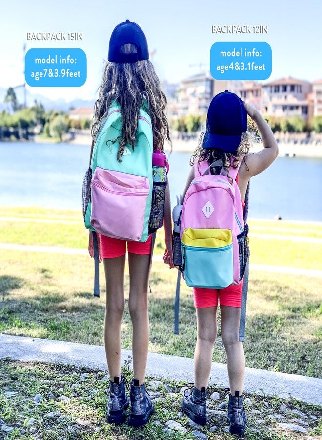 STEAMEDBUN Little Kids Backpack for Boys Toddler School Bag Girls, Pink&yellow Blue, Small - 15"H, Colorful - Image 2