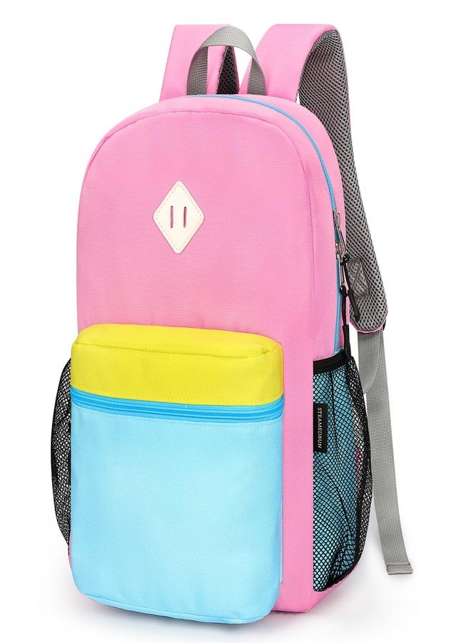 STEAMEDBUN Little Kids Backpack for Boys Toddler School Bag Girls, Pink&yellow Blue, Small - 15"H, Colorful - Image 1