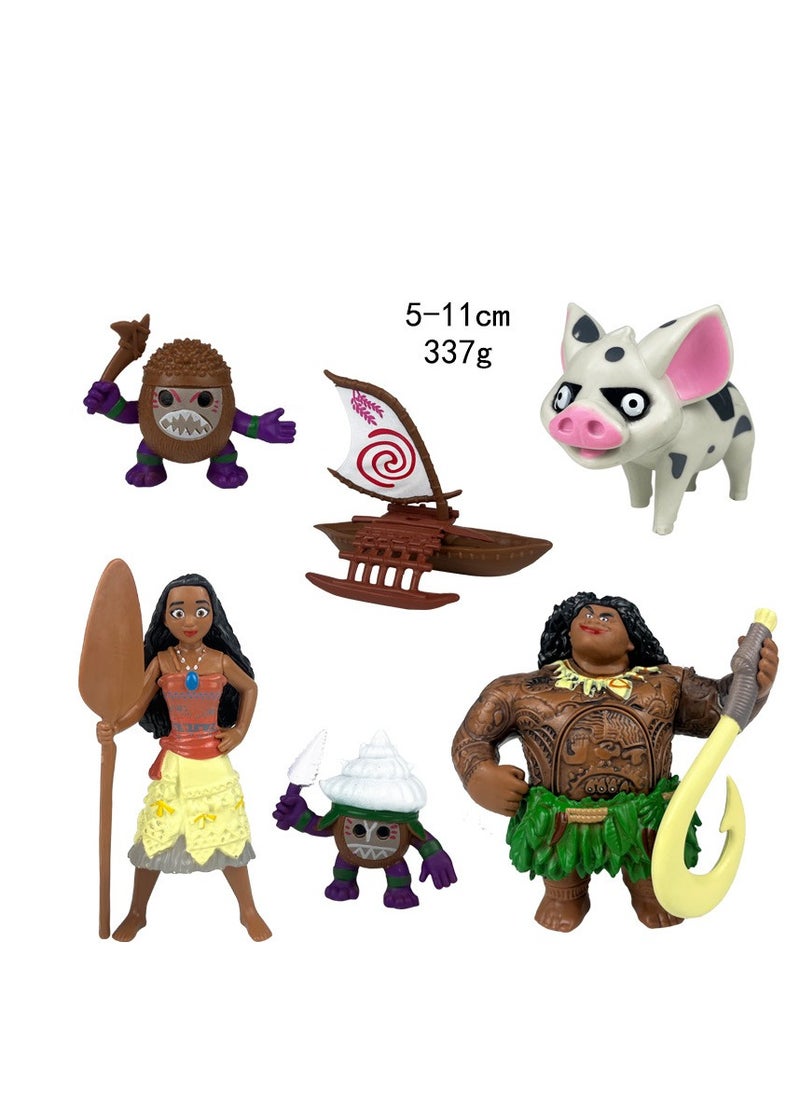 واي آند دي 6 Piece Figures The Moana  Action Figure Toys For Fans Moana Series Figures Model Birthday Cake Toppers  - Image 1