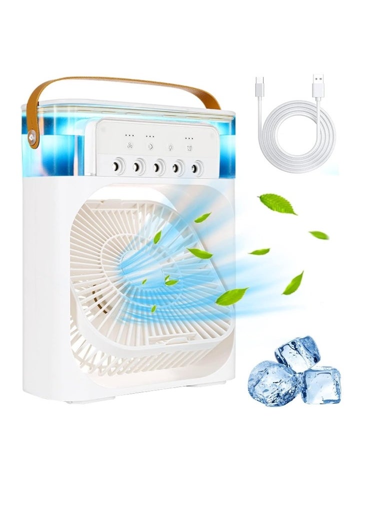 OASIS-TH Portable Mini Air Conditioners,Mini Evaporative Cooler,700ml Cooler 3 Speeds,USB Personal Conditioner with 7 LED Light，1-3H Timer AC Cooling Fan for car Home Office Room, White  - Image 1