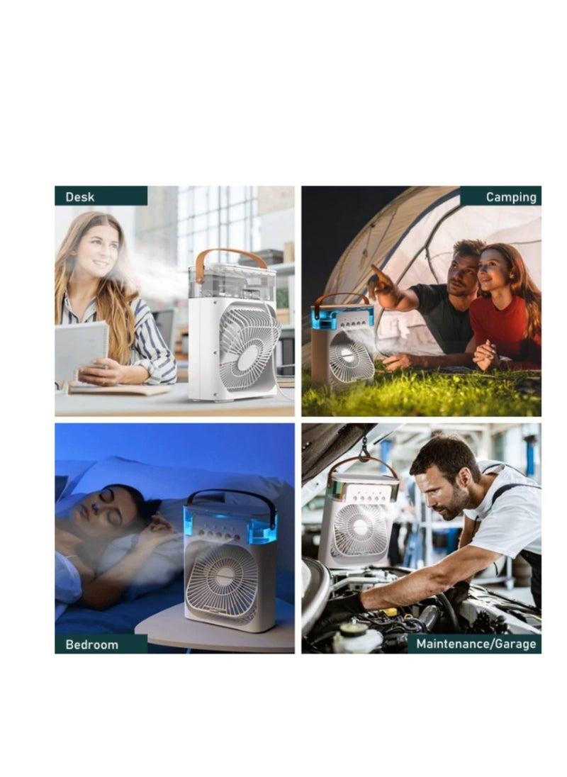OASIS-TH Portable Mini Air Conditioners,Mini Evaporative Cooler,700ml Cooler 3 Speeds,USB Personal Conditioner with 7 LED Light，1-3H Timer AC Cooling Fan for car Home Office Room, White  - Image 5