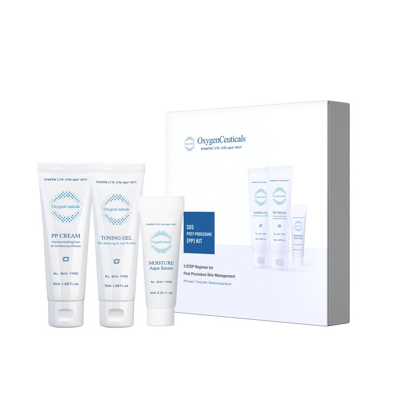 OxygenCeuticals Post Procedure Skin Care SOS PP Kit Post Laser Restorative Gel Serum Cream Designed to Moisturize Soothe and Repair Skin After Lasers Microneedling Chemical Peels Plastic Su