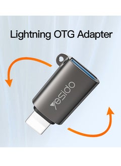 Yesido Yesido GS14 Lightning to USB OTG Adapter Original USB 3.0 Chips Aluminum Alloy Shell for Fast Data Transfer- Black  - Image 3