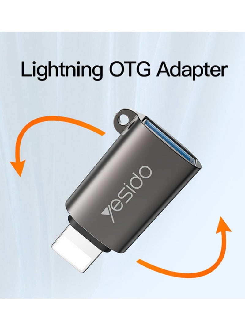 Yesido Yesido GS14 Lightning to USB OTG Adapter Original USB 3.0 Chips Aluminum Alloy Shell for Fast Data Transfer- Black  - Image 3