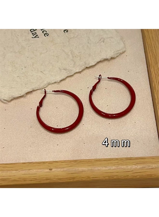 Goolsky Wine Red Statement Hoop Earrings for Women – Vintage Chic Large Circle Earrings, Anti-Tarnish Alloy Glossy Finish, Formal Events (Weddings/Eid Dinners) & Vintage-Themed Parties, Bold Rich Hue - Image 5
