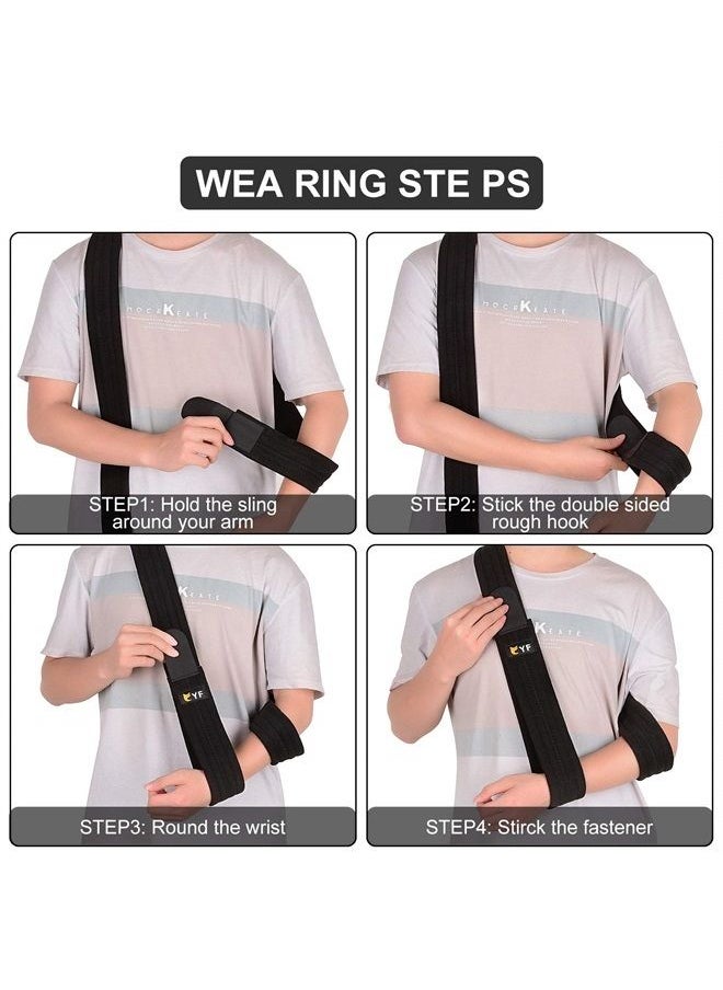 YF - Arm Sling, Effective Shoulder Immobilizer Medical Sling for Rotator Cuff Torn Wrist Elbow Arm Injury, Adjustable Lightweight Comfortable Support Arm Sling for Broken & Fractured Bones, Black - Image 1