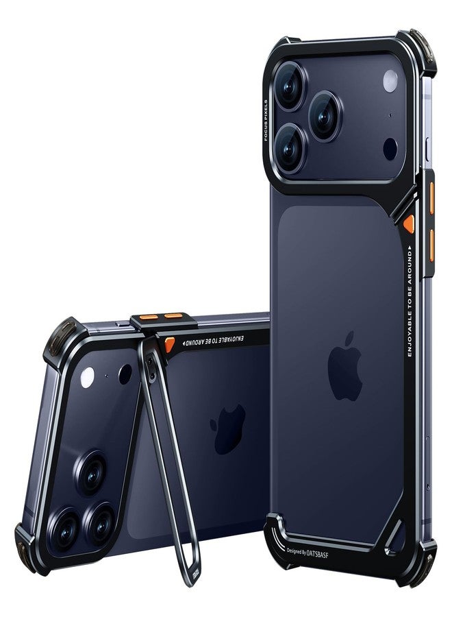 OATSBASF 9 Case for iPhone 17 Pro Max Bumper Case Metal, Aluminum Frame Slim Fit No Back Design, Compatible with MagSafe, Shockproof Protection, Minimalist Frameless Phone Case, Black - Image 1