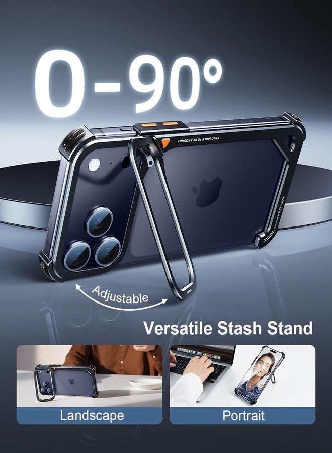 OATSBASF 9 Case for iPhone 17 Pro Max Bumper Case Metal, Aluminum Frame Slim Fit No Back Design, Compatible with MagSafe, Shockproof Protection, Minimalist Frameless Phone Case, Black - Image 3