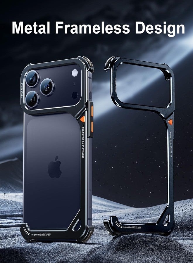 OATSBASF 9 Case for iPhone 17 Pro Max Bumper Case Metal, Aluminum Frame Slim Fit No Back Design, Compatible with MagSafe, Shockproof Protection, Minimalist Frameless Phone Case, Black - Image 2