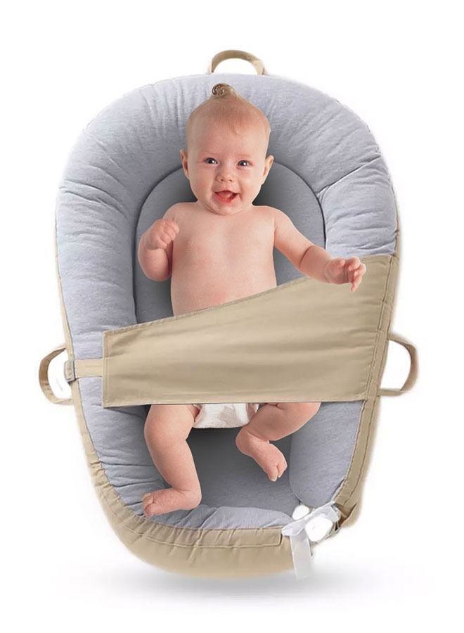 CATANES Baby Newborn Lounger Pillow Bed Unisex Baby  Buckle Beige - Image 1