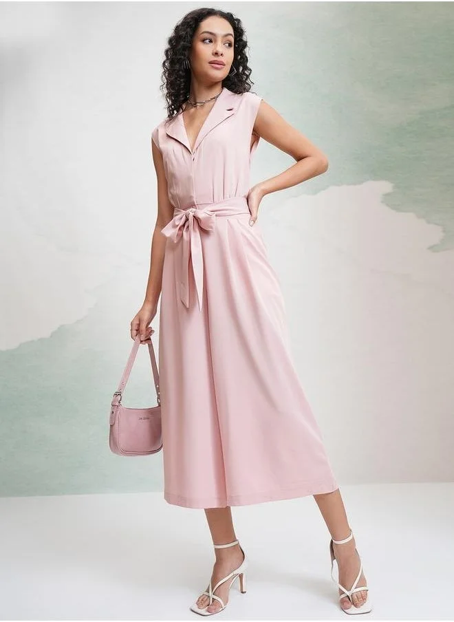 طوكيو توكيز Tokyo Talkies Solid Waist Tie Up Culotte Leg Jumpsuit