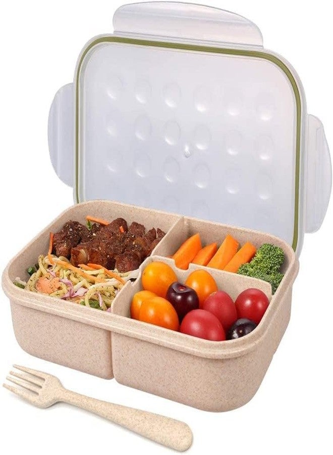 MEVITHS Bento Box for Adults & Kids – 3 Compartment Lunch Box with Leak-Proof Lid – Microwave, Dishwasher & Freezer Safe – Reusable Food Storage Container for School or Work - Image 1