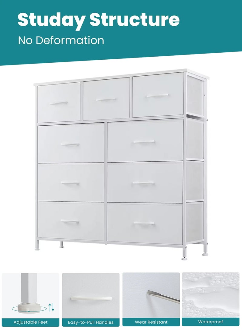 EzzySo Dresser with 9 Drawers Storage Tower Storage Cabinet Bedroom Dresser Wide Storage Chest with Easy Pull Handle  - Image 5