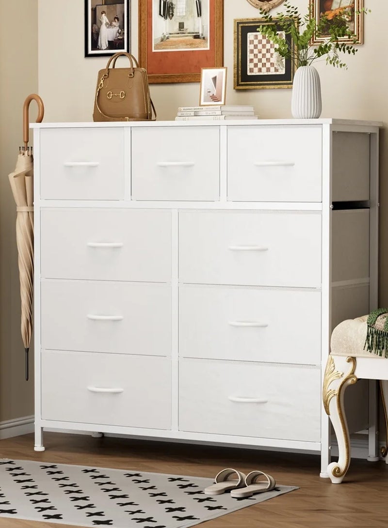 EzzySo Dresser with 9 Drawers Storage Tower Storage Cabinet Bedroom Dresser Wide Storage Chest with Easy Pull Handle  - Image 4