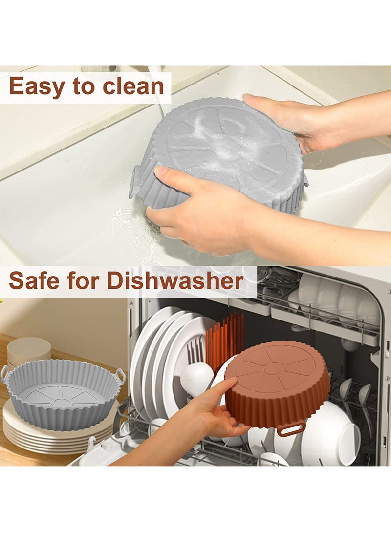 Air Fryer Silicone Pot, 2 Pcs Liners Food Safe Non-Stick Accessories, Reusable Basket Kitchen Oven Round Tray for 3 to 5 Qt Airfryer - Image 2