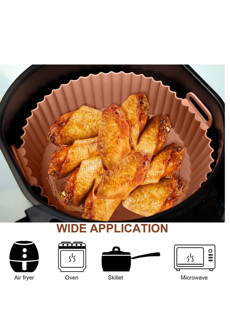 Air Fryer Silicone Pot, 2 Pcs Liners Food Safe Non-Stick Accessories, Reusable Basket Kitchen Oven Round Tray for 3 to 5 Qt Airfryer - Image 4