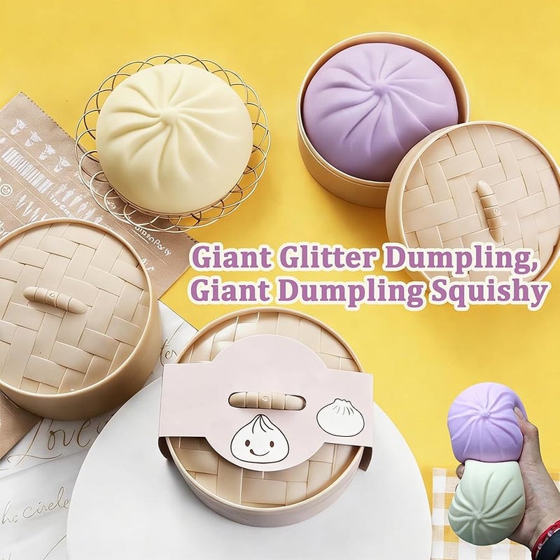 PMDYBY Giant Dumpling Squishy, Squishy Dumpling Toy, Mystery Jumbo DumplingSquishy, Cute Anxiety Relief Fidget Toy, Soft Squeeze Decompression Dough for Adults & Teens(Off-White) - Image 2