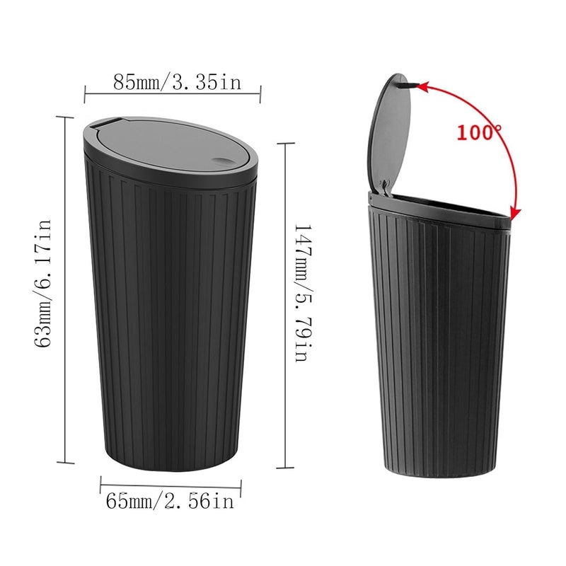 Soko CarBin Mini Car Trash Can with Lid, Small Portable Garbage Bin, Car Accessories, Leakproof Vehicle Cup Holder Waste Storage for Car, Home, Kitchen, Office - Black - Image 4