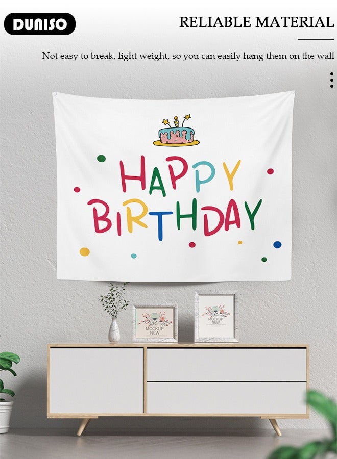 DUNISO Watercolor Birthday Banner for Kids, Happy Birthday Photography Background, Cartoon Birthday Party Backdrop Tapestry, Foldable Theme Background Cloth for Birthday Party Decoration Supplies - Image 2
