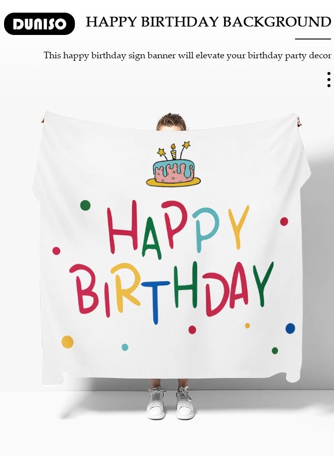 DUNISO Watercolor Birthday Banner for Kids, Happy Birthday Photography Background, Cartoon Birthday Party Backdrop Tapestry, Foldable Theme Background Cloth for Birthday Party Decoration Supplies - Image 3