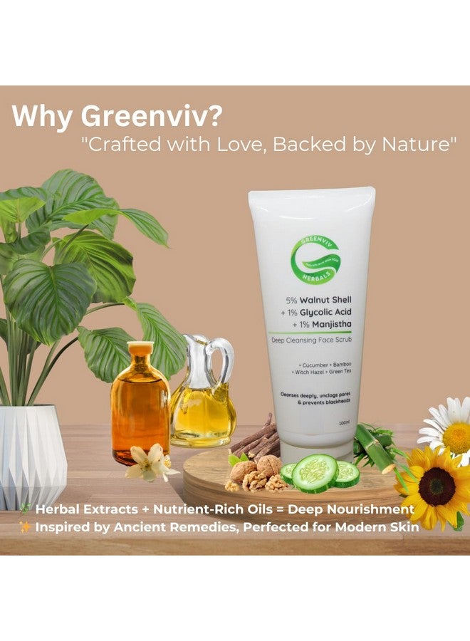 Greenviv 5% Walnut Shell + 1% Glycolic Acid + 1% Manjistha Deep Cleansing Face Scrub | Intense Exfoliation & Blackhead Care for Smoother Skin | 100gm - Image 4