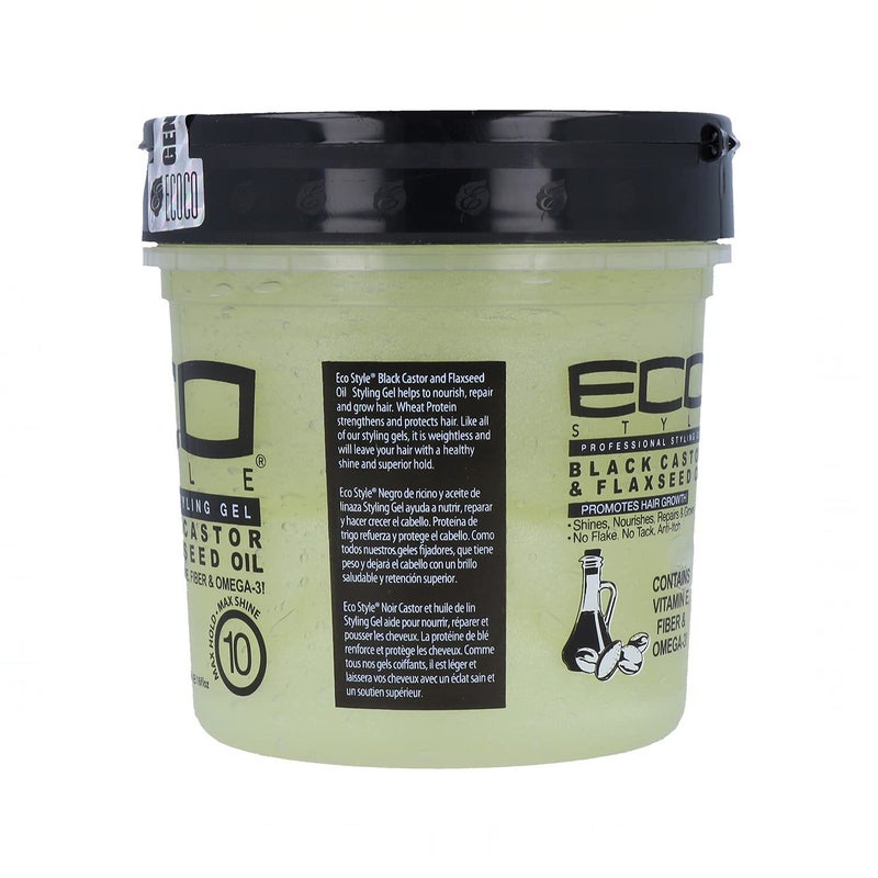 Eco Style Ecoco Gel - Black Castor Flaxseed Oil - Long Lasting Shine - Nourishes And Repairs Damaged Hair - Promotes Healthy Scalp - Provides Superior And Weightless Hold - Effortless Style - 16 Oz - Image 2
