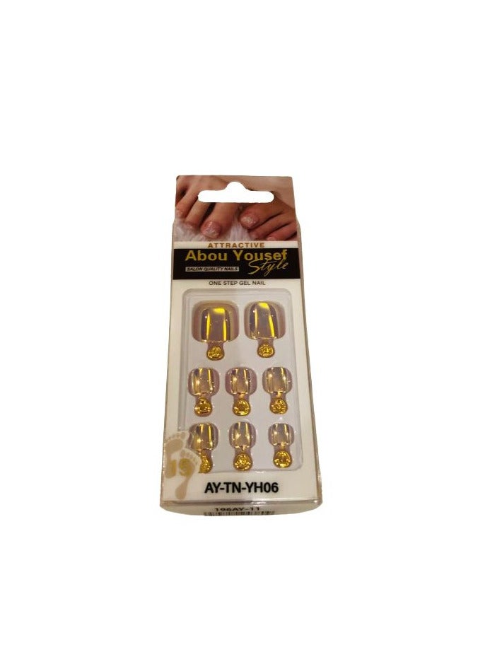 Abou Yousef Style Artificial nails for feet without glue 15 nails