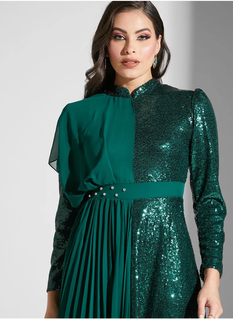 Khizana Chiffon Overlap Shimmer Dress
