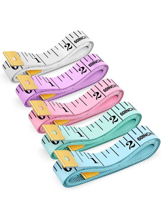 iBayam Tape Measure, Soft Ruler Measuring for Body Weight Loss Fabric Sewing Tailor Cloth Vinyl Measurement Craft Supplies, 60-Inch Double Scale Ruler, 5-Pack, Pastel Pink Blue Green Purple White - Image 1