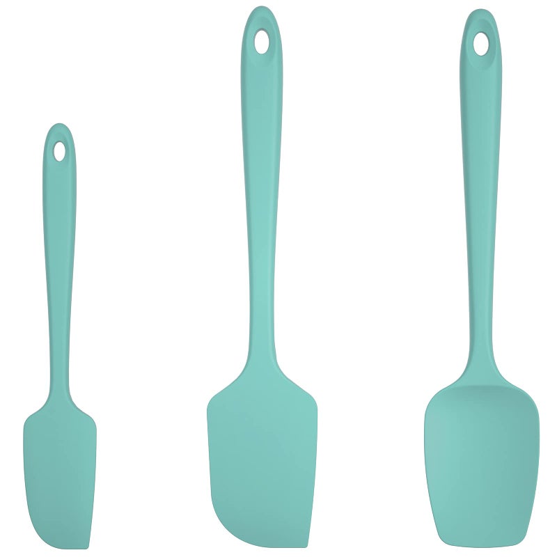 U-Taste Silicone Spatula Set, 600ÂºF High Heat Resistant, Seamless Food Grade Flexible Rubber Kitchen Cooking Mixing Baking Scraper for Nonstick Cookware Set of 3 (Aqua Sky) - Image 1