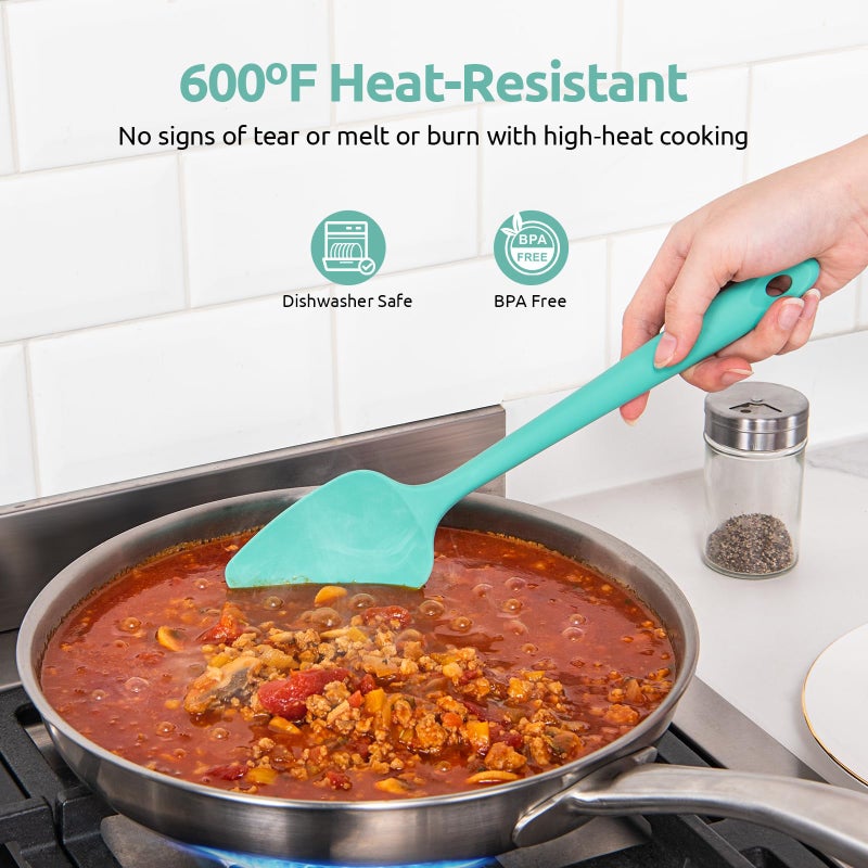 U-Taste Silicone Spatula Set, 600ÂºF High Heat Resistant, Seamless Food Grade Flexible Rubber Kitchen Cooking Mixing Baking Scraper for Nonstick Cookware Set of 3 (Aqua Sky) - Image 3