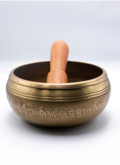 Alpine Crystals UAE Himalayan Singing Bowl from Nepal with Golden Unique Pattern | Enhance Healing, Mindfulness, Meditation, and Yoga Experience | Traditional Wooden Striker Included  - Image 2