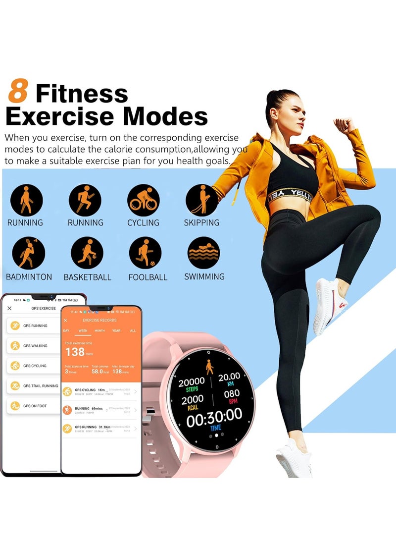 ZL02D Smart Watch, 1.28 Inch Touch Screen Fitness Tracker with Message Reminder, Blood Oxygen, Heart Rate Monitor, Sleep Analysis, Sports Modes for Android iOS