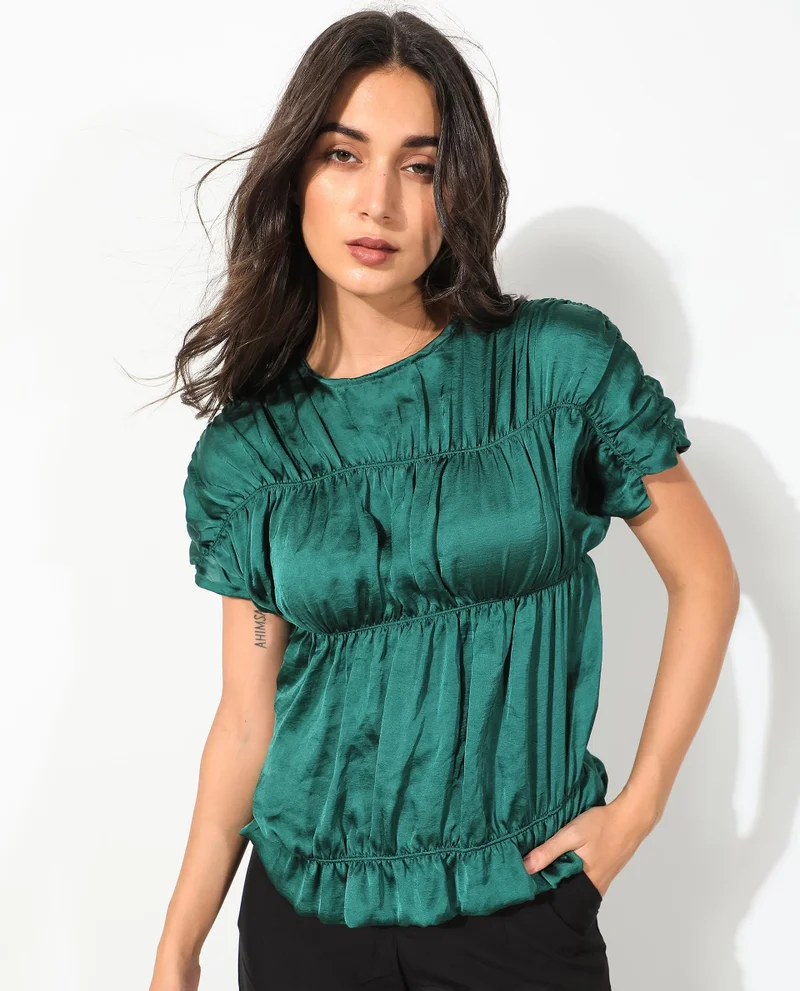 ريريزم بلوزة نسائية مريحة بكسرات