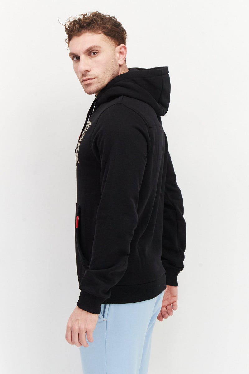 DUCK AND COVER Men Hood with Drawstring Brand Logo Fleece Sweatshirts, Black - Image 3