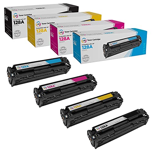 LD Products Remanufactured Toner Cartridge Replacements for HP 128A (CE320A Black, CE321A Cyan, CE323A Magenta, CE322A Yellow, 4-Pack) for Color Laser CM1415fnw, CP1522n, CP1523n, CP1525nw, CM1410fnw - Image 1
