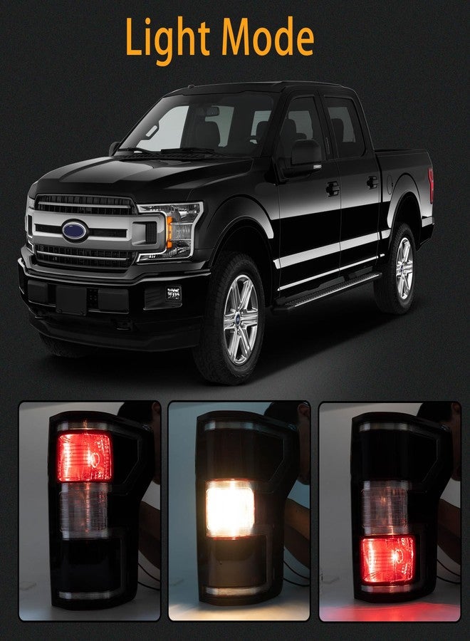 MiKaFex Brake Tail Light Rear Lamp Compatible With Ford F150 F-150 2018 2019 2020 Driver and Passenger Side Smoke Black Halogen Type OE-Style with Bulbs and Harness NON LED, NON Blind Spot Replace#JL3Z13405H - Image 4