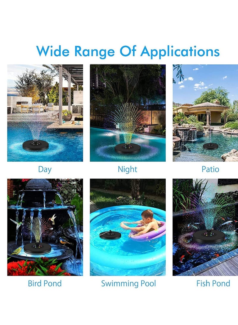 Generic Solar Fountain Pump with 6 Color LED Lights, 3W Solar Water Pump with 7 Nozzles and 4 Anti-Collision Bars for Garden Fountain, Bird Bath, and Patio Pond Decor  - Image 5