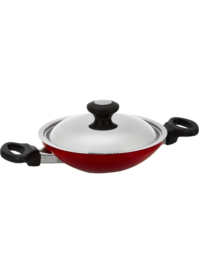 Prestige Prestige Stainless Steel 20 CM Appachatti | Non-Stick Coating | Metal Spoon Friendly |Comfort Grip Side Handles- PR15852- Red
