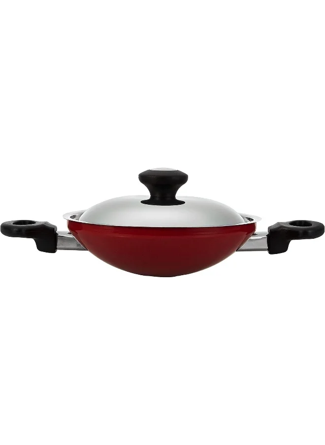 Prestige Prestige Stainless Steel 20 CM Appachatti | Non-Stick Coating | Metal Spoon Friendly |Comfort Grip Side Handles- PR15852- Red