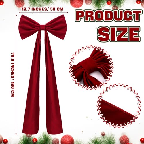 Knitgrip 20 x 71 Inches Extra Large Velvet Bows Decorations Giant Bow with Tie and Long Ribbon for Home Wall Backdrop Birthday Wedding Bridal Shower Party DecorationsDeep Red - Image 3