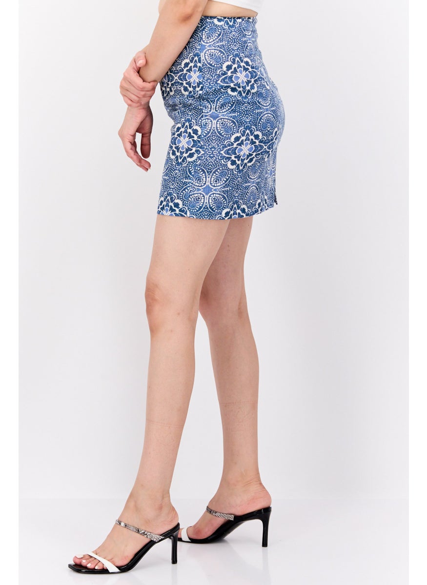 Reserved Women Floral Print Mini Skirt, Multicolor  - Image 3