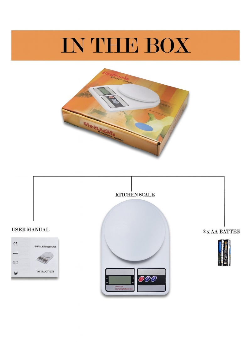 SCALE Digital Kitchen Scale SF-400 – 10kg Capacity | LCD Display | Tare & Unit Conversion | Food & Baking Scale - Image 4