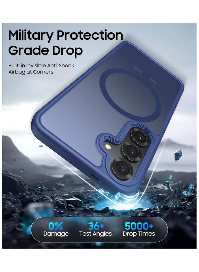 Denx Magnetic Case for Samsung Galaxy S25 Plus 5G 6.7inch, Translucent Matte Back, Shockproof Magnetic Case Compatible with MagSafe, for Samsung Galaxy S25 Plus (Navy Blue) - Image 3