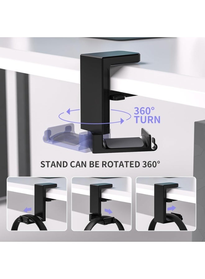 Sakina Adjustable Headphone Stand, Gaming Headset Holder, Controller Holder, 3 in 1 Desk Clamp Organizer, Headphones Hanger Hook Under Desk  with 360° Rotating Hook, Cable Management, Universal Gaming Accessory - Image 4