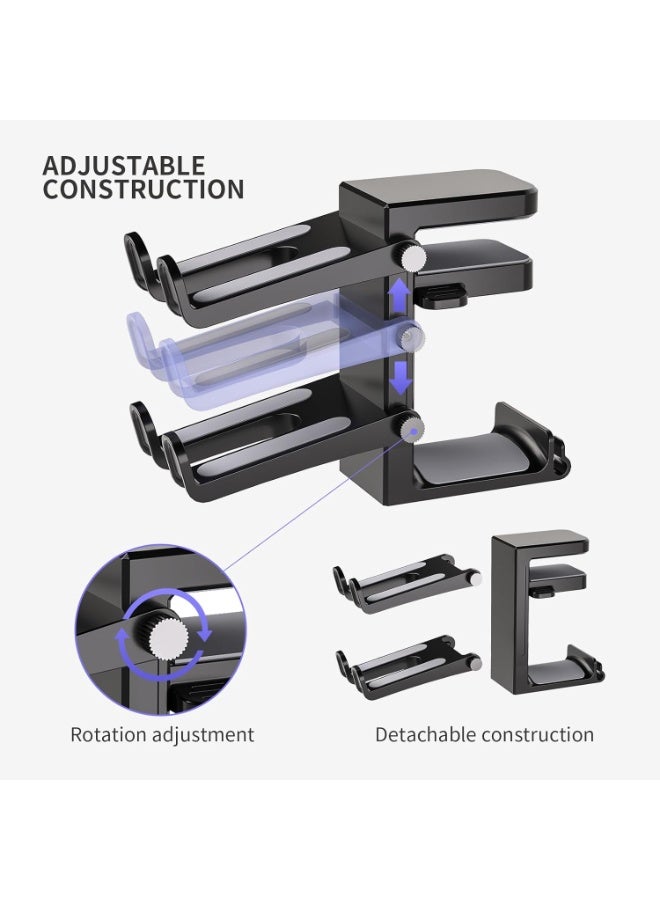 Sakina Adjustable Headphone Stand, Gaming Headset Holder, Controller Holder, 3 in 1 Desk Clamp Organizer, Headphones Hanger Hook Under Desk  with 360° Rotating Hook, Cable Management, Universal Gaming Accessory - Image 5
