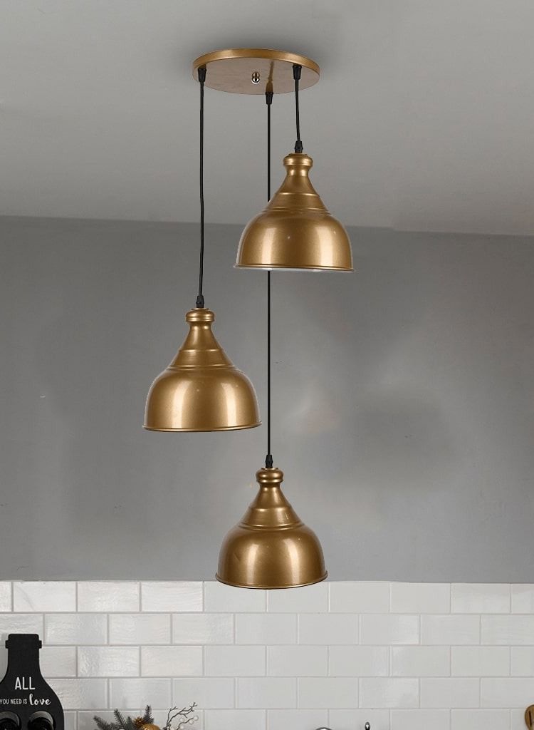 El Rawda Lighting Salina Ceiling Lamp | modern decorative LED E27 pendant light ceiling lamp hanging | suitable for any room | Color: Gold | Size: 70x44 cm - Image 2