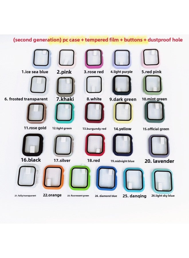 Suitable For 2022 Apple Watch Case 8 Generation Protective Case PC + Tempered Film Case Film Integrated IWatch7 Case-Color:Silty Sand-Exterior Dimension:44mm Without Packaging