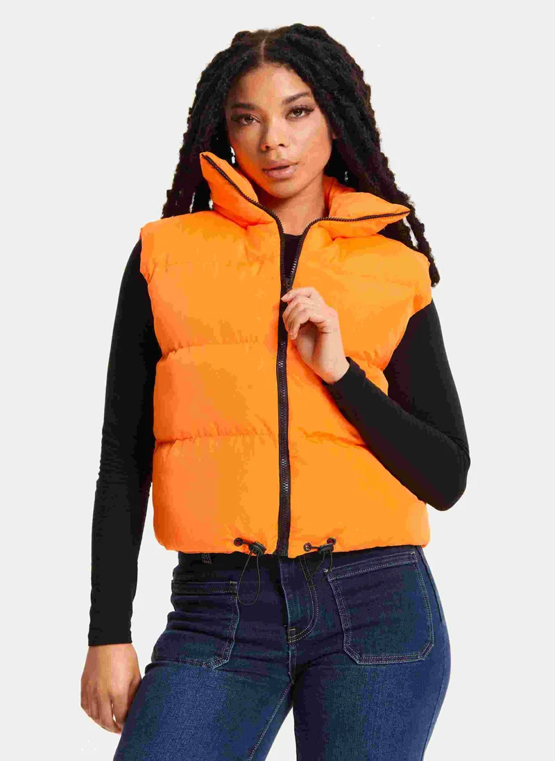 Liquorish Orange Puffer Gilet Vest
